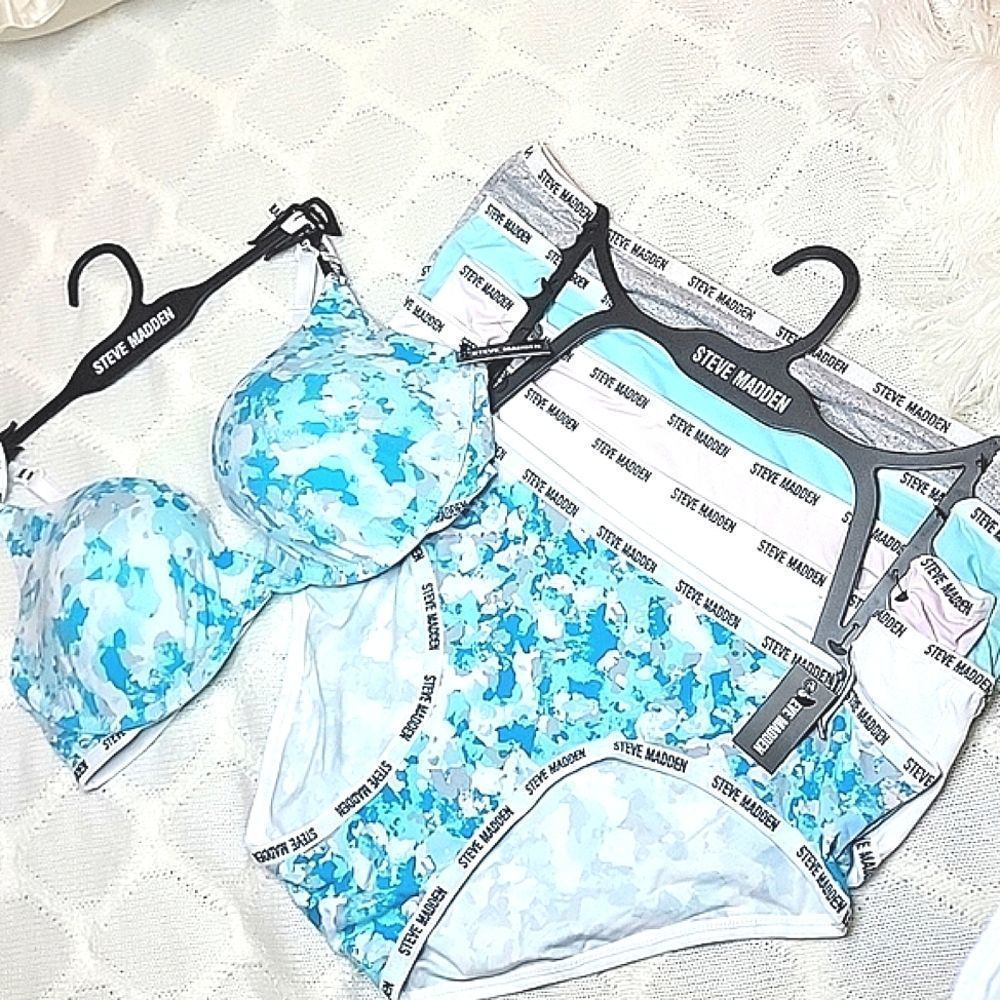 NWT 6 PIECE STEVE MADDEN T-SHIRT BRA BIKINI PANTY SET SPORTS BRA LOUNGE YOGA